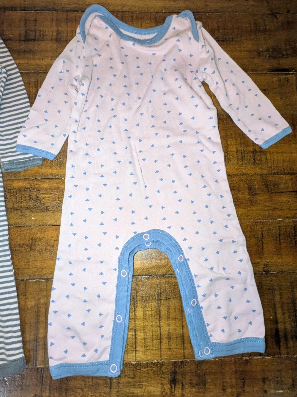 Burt's Bees Baby Blue & Gray Cotton Footie Two-Pack